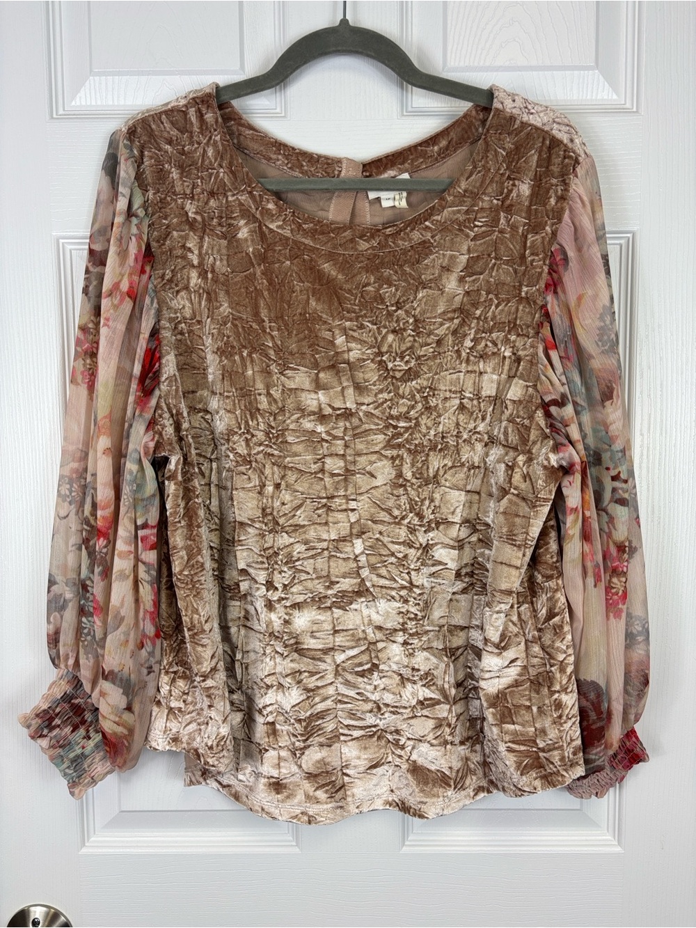 Anthropologie Meadow Rue crushed velvet blouse sz lg petite - Picture 3 of 8